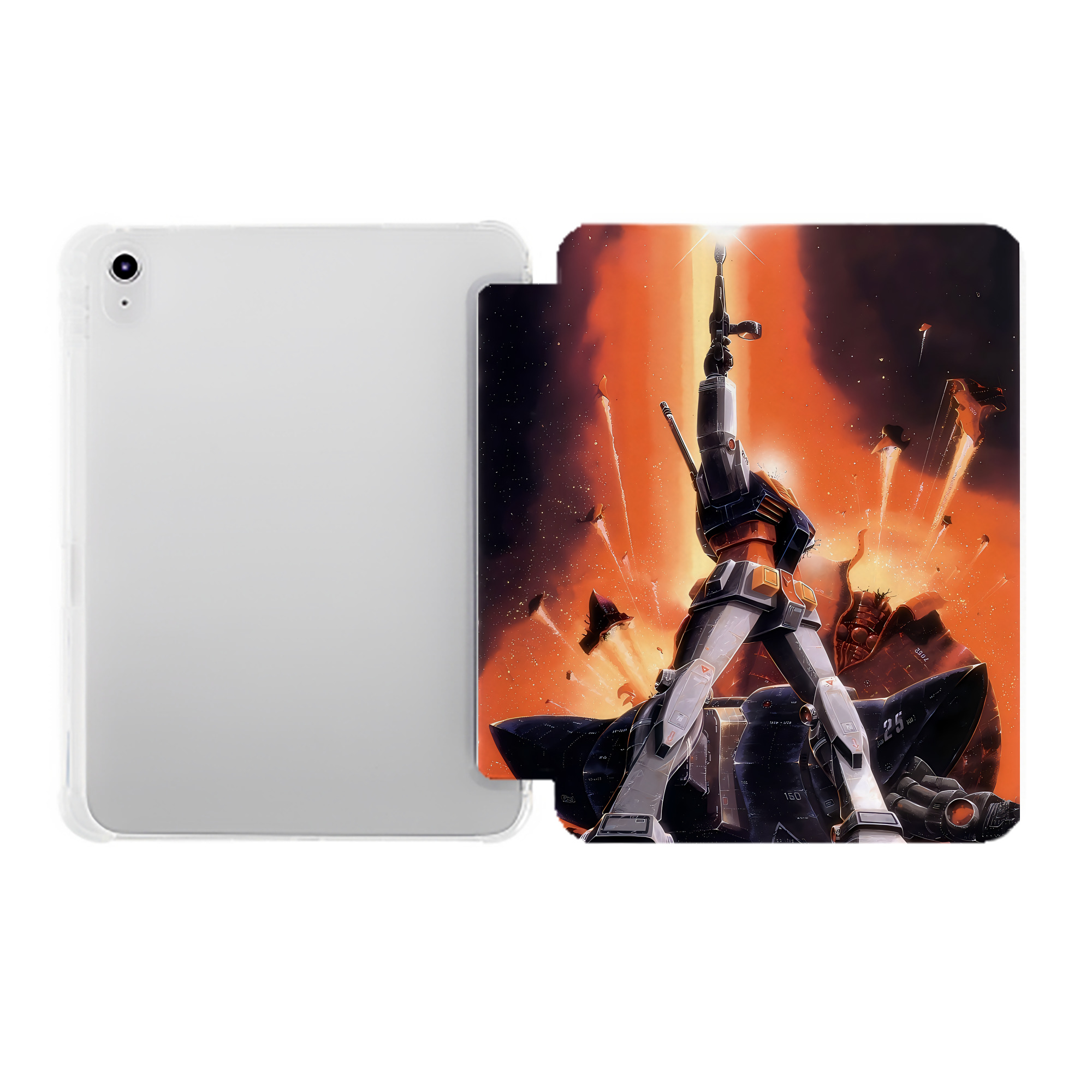 （画像用） 機動戦士ガンダム Mobile Suit Gundam IPad ケース ペン収納付き 三つ折りスタンド PUレザー×シリコン 対応機種9.5/10.5/10.9インチ
